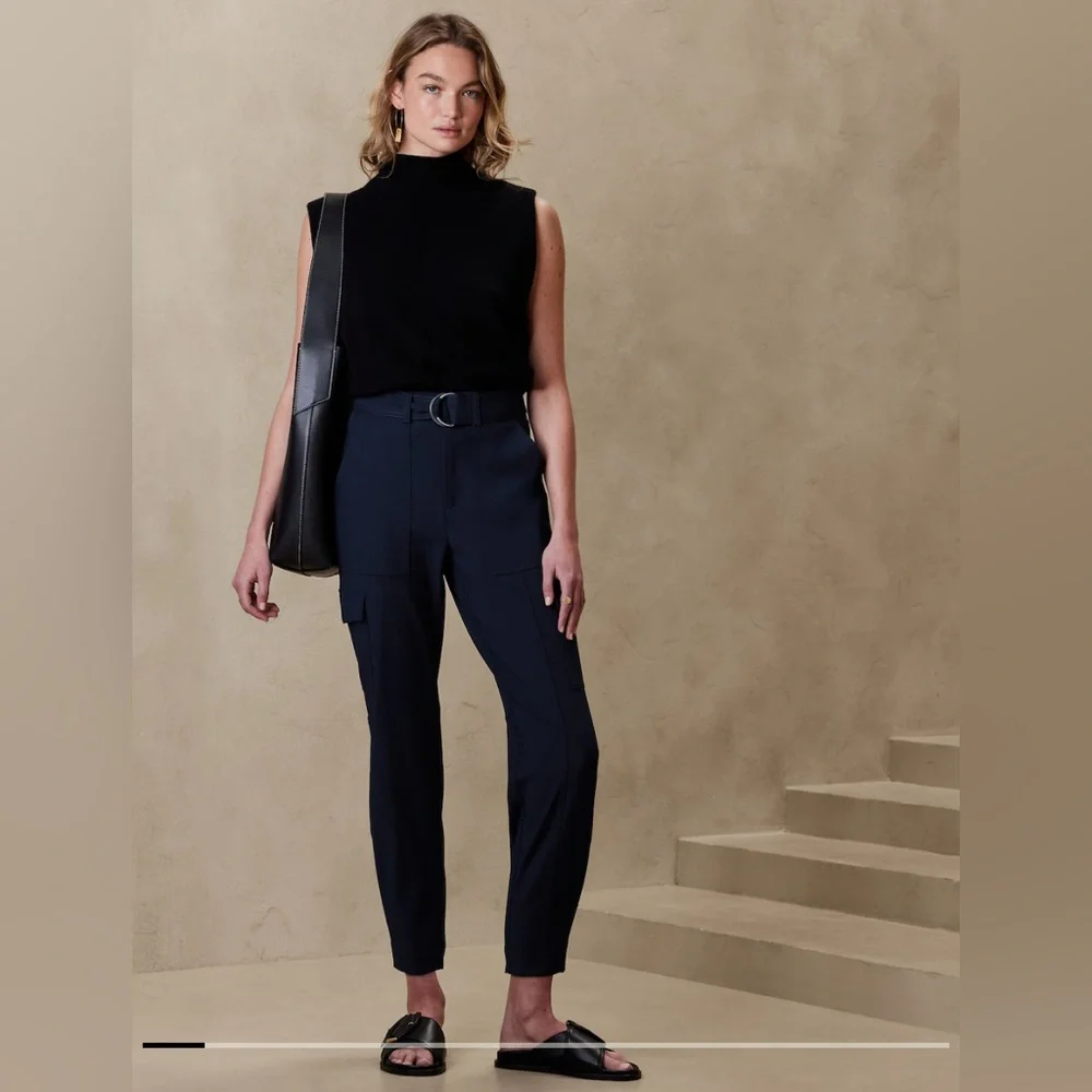 NWT, Banana Republic Stretch Knit Cargo Utility Pant, Navy, 16 Tall, 29.5” IS
